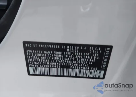 2017 Volkswagen Jetta 1.4T S из США, поврежденный, VIN 3VW2B7AJ0HM339835